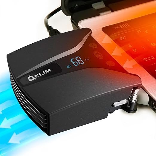 KLIM Tempest - Laptop Cooler with Vacuum Fan - New - Innovative Design for Rapid Cooling - Temperature Detection - Automatic/Manual Mode - 4000 RPM Compatible with Laptop Cooling Pads Steam Deck